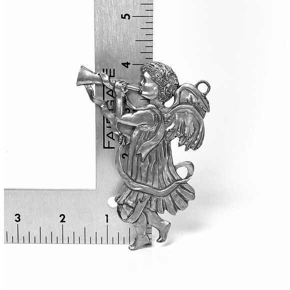 Vintage Seagull Pewter Canada Angel With Trumpet Ornament Christmas Holiday 80s - Picture 5 of 5